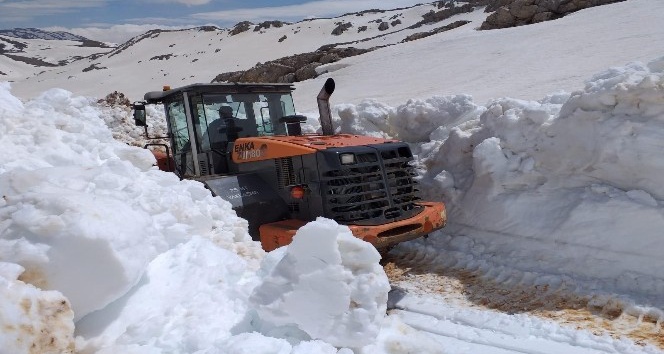 Karla kaplı Göktepe Yayla Yolu açılıyor