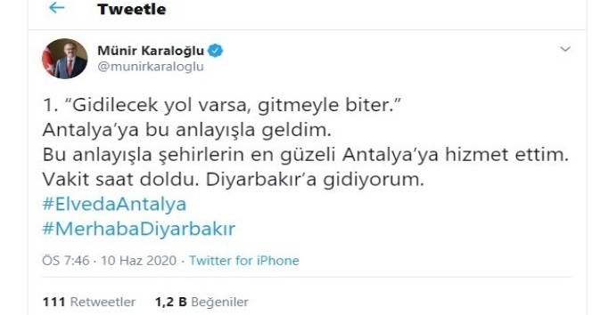 Vali Karaloğlu’ndan duygusal paylaşım: “Vakit saati doldu”