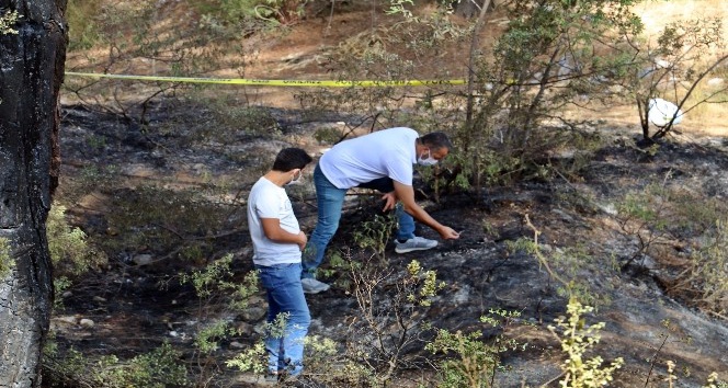 Ormanlık alanda yangın sonrası yanmış ceset bulundu