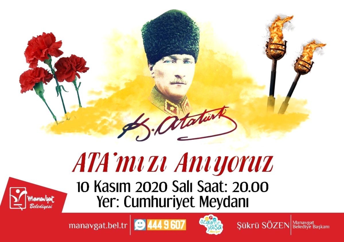 Manavgat’ta Atatürk meşaleli karanfilli saygı duruşuyla anılacak