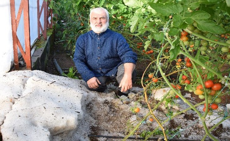 Sel, dağdan getirdiği molozları seraların içine bıraktı