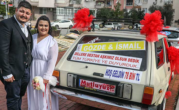 78 bin TL ceza yedi; gelin arabasına ‘Türkiye’ye aşkımızı duyurduk’ yazdı