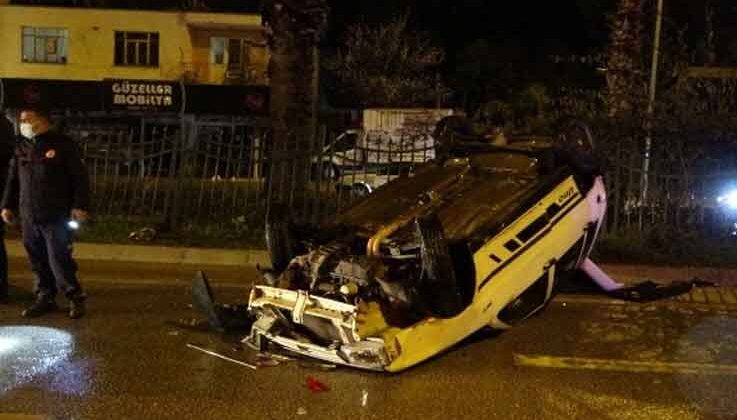 İki otomobile çarpan araç takla attı:1 yaralı