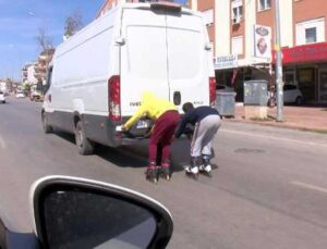 Antalya’da patenli gençlerin tehlikeli yolculuğu