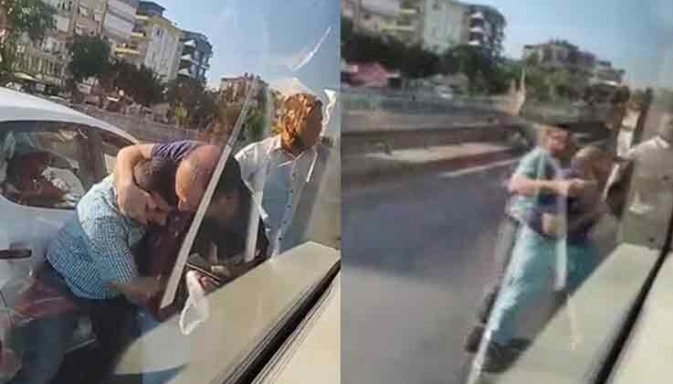 Trafikte yolcu otobüsü şoförüne paspaslı saldırı