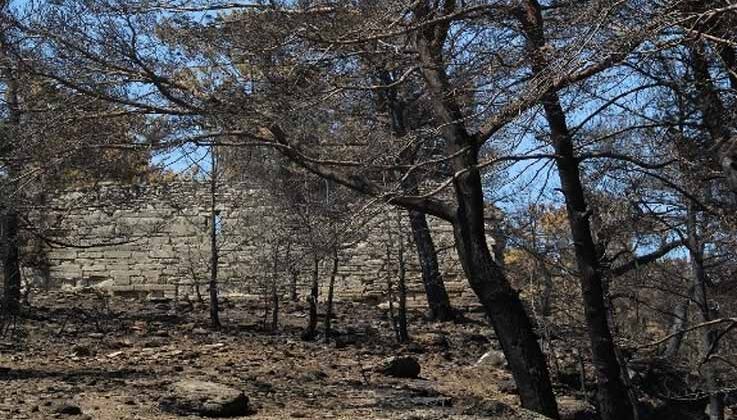 Manavgat’taki yangın Lyrbe Antik Kenti’ne de zarar verdi