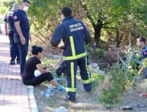 Takla atarak hurdaya dönen araçtan, burnu kanamadan çıktı