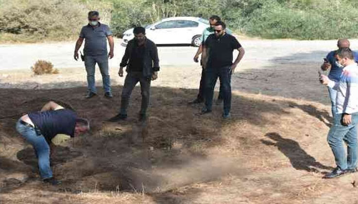 Antalya’da mezar şeklindeki tümsek polisi alarma geçirdi