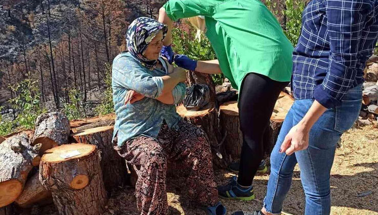 Konteynerde yaşayan yangınzedelere sağlık taraması