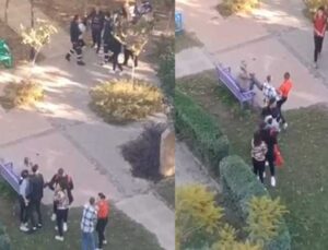 Antalya’da okul çıkışı kavga eden liseli kızları vatandaşlar güçlükle sakinleştirdi