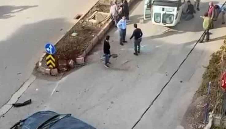 Takla atan araçtakileri kurtarmak için vatandaşlar seferber oldu