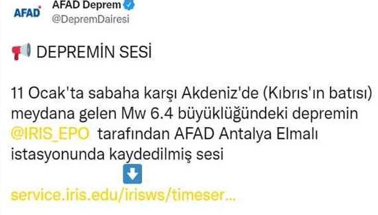 Akdeniz’de 6.4 büyüklüğündeki depremin ürkütücü sesi kaydedildi