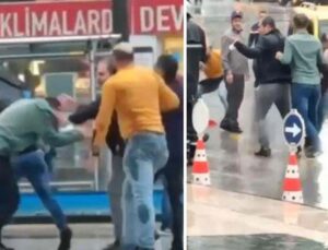 Antalya’da şehrin ortasında sopalı, tekmeli, yumruklu kavga kamerada