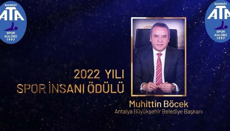 Başkan Böcek, 2022 Yılı Spor İnsanı Ödülü’ne layık görüldü