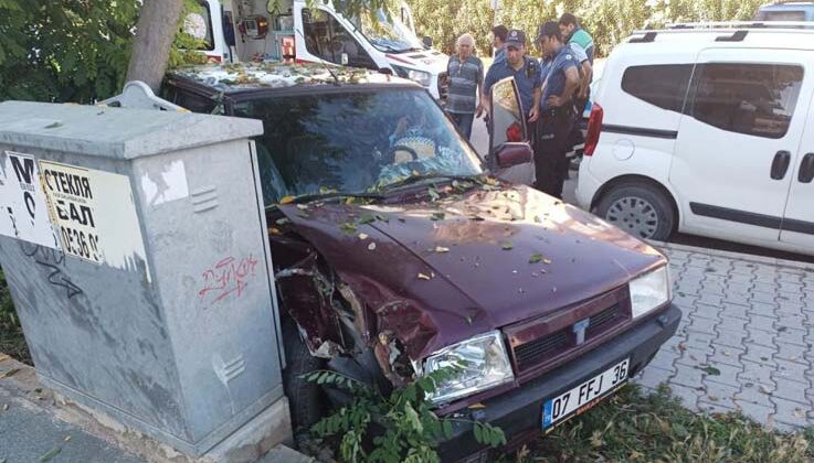 Otomobil önce kaldırılma ardından ağaca çarptı: 1 yaralı