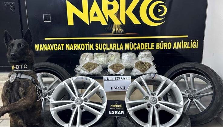 Antalya’da araç lastiğine gizlenmiş ‘emanet’ uyuşturucu operasyonu