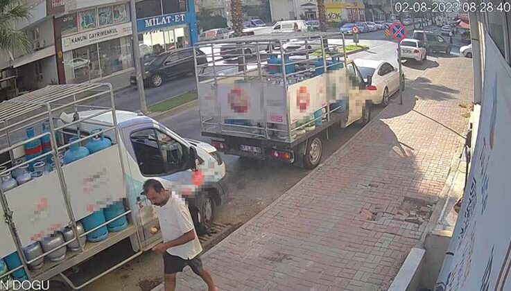 Bu hırsızın rahatlığı pes dedirtti…elma yiye yiye çaldı