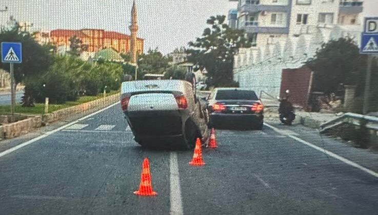 Antalya’da otomobil takla attı: 1 yaralı