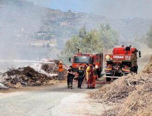 Gazipaşa’da dere kenarına bırakılan çöpler alev aldı