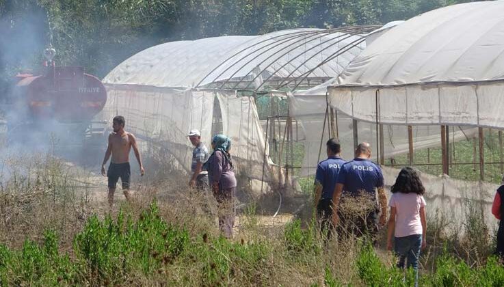 Antalya’da seralara yakın alandaki yangın korkuttu
