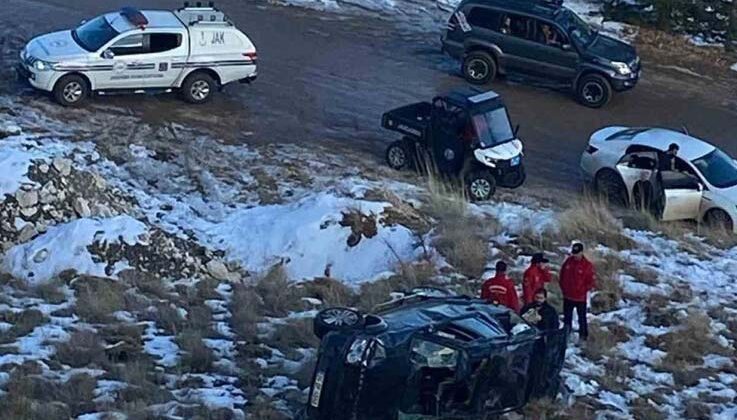 Antalya’da SUV tipi araç uçurumdan uçtu, korku dolu anlar kamerada