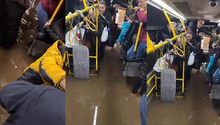 Antalya’da su dolu alt geçitte mahsur kalan vatandaşların korku dolu anları kamerada