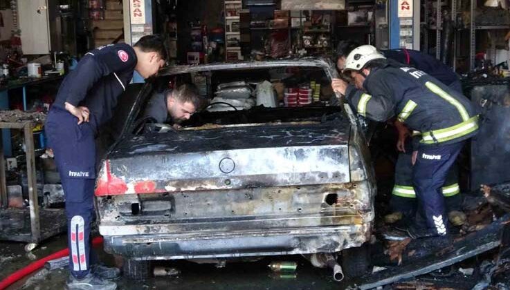 Oto aksesuarı yapılan iş yeri yangında küle döndü, sahipleri gözyaşı döktü