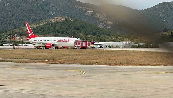 Gazipaşa Havalimanına inen yolcu uçağının lastiği patladı