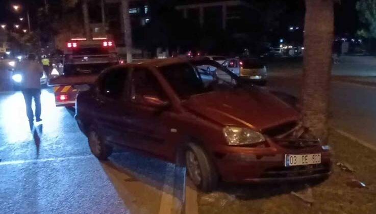 Palmiye ağacına çarpan 80 yaşındaki sürücü yaralandı