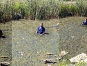 Jandarmadan kaçmak için bataklığa saklandı, kaçamadı