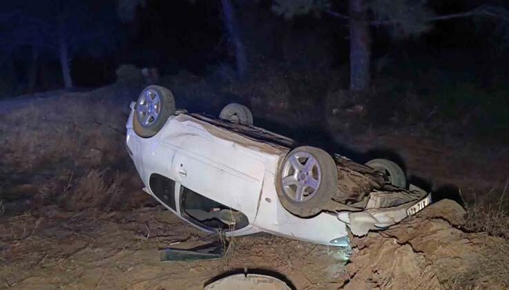 Virajı alamayıp takla attı, kazayı burnu bile kanamadan atlattı