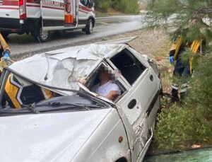 Antalya’da otomobil takla attı; 1 yaralı