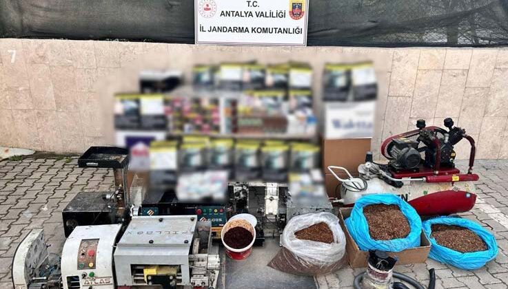 Korkuteli’nde kaçak tütün imalathanesine jandarma baskını