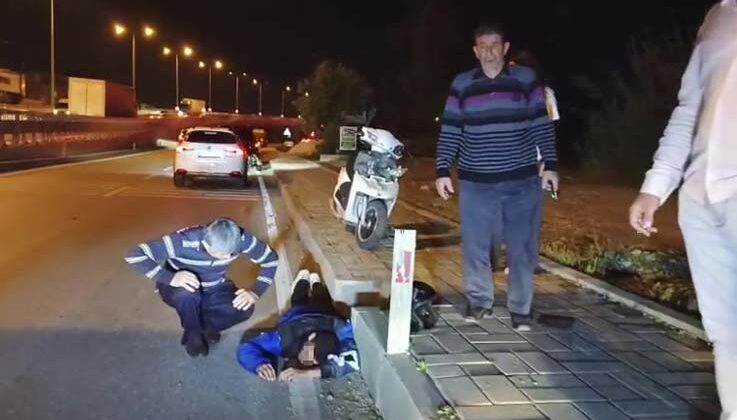 Devrilen motosikletin sürücüsü yaralandı