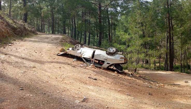 Gazipaşa’da şarampole uçan otomobilin sürücüsü yaralandı