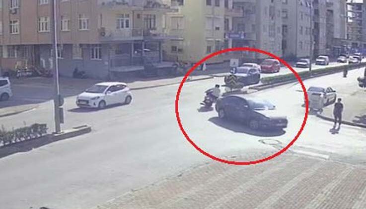 Kaza yapan motosikletliyi kaskı kurtardı