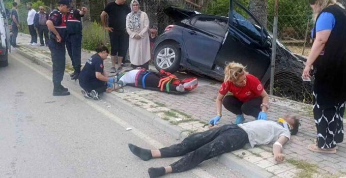 Kontrolden çıktı karşı şeride geçip palmiyeye çarptı: 2 yaralı