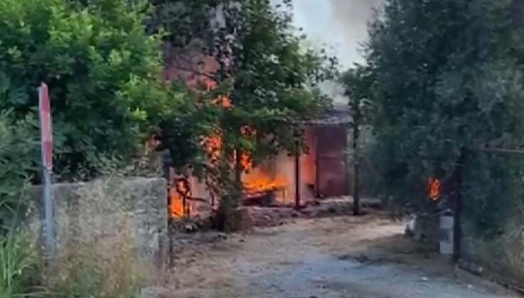 Antalya’da çıkan yangında ev ve traktör kül oldu