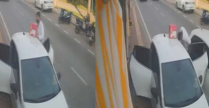 Otomobilden malzeme indiren market çalışanına araba çarptı